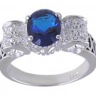 BLUE CUBIC ZIRCONIA STERLING SILVER RING SIZE 7 or 10