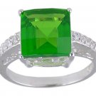 GREEN CUBIC ZIRCONIA STERLING SILVER RING SIZE 5 or 7