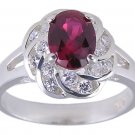 RUBY RED CUBIC ZIRCONIA CZ SILVER RING SIZE 7 or 8