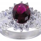 RUBY RED CUBIC ZIRCONIA CZ SILVER RING SIZE 6 or 7