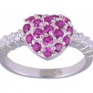 RUBY RED CUBIC ZIRCONIA SILVER SILVER RING SIZE 6 or 7