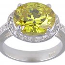 YELLOW CUBIC ZIRCONIA CZ STERLING SILVER RING SIZE 9