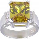 YELLOW CUBIC ZIRCONIA CZ SILVER RING SIZE 5 7 or 10