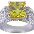 YELLOW CUBIC ZIRCONIA CZ SILVER RING SIZE 9 or 10