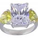 YELLOW CUBIC ZIRCONIA STERLING SILVER RING SIZE 7 or 8