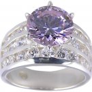 PURPLE CUBIC ZIRCONIA CZ SILVER RING SIZE 5 6 7 8 or 9