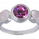 PINK SWISS CRYSTAL RING SILVER SIZE 5 6 7 or 8 JEWELRY