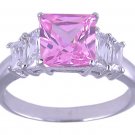 PINK CUBIC ZIRCONIA STERLING SILVER RING SIZE 5 6 or 7