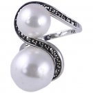 SYNTHETIC PEARL 925 STERLING SILVER RING SIZE 6 7 or 8
