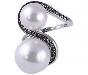 SYNTHETIC PEARL 925 STERLING SILVER RING SIZE 6 7 or 8