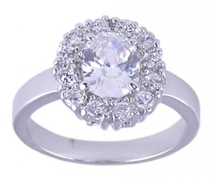 Oval Pave CUBIC ZIRCONIA CZ RING SIZE 9 FASHION JEWELRY