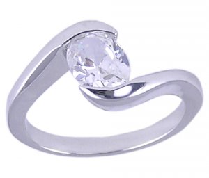 CLEAR CUBIC ZIRCONIA CZ SOLITAIRE RING SIZE 6