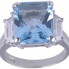 BLUE CUBIC ZIRCONIA CZ SILVER RING SIZE 5 6 7 or 10