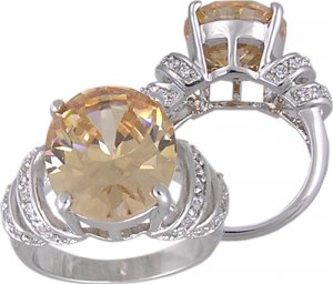 CHAMPAGNE CUBIC ZIRCONIA CZ RING SIZE 7 or 10 JEWELRY