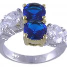 SAPPHIRE BLUE CUBIC ZIRCONIA CZ SILVER RING SIZE 5 & 8