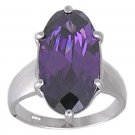 AMETHYST CUBIC ZIRCONIA SILVER RING SIZE 5 6 7 9 or 10