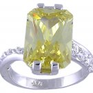 CANARY CUBIC ZIRCONIA CZ SILVER RING SIZE 5 9 or 10