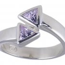 PURPLE CUBIC ZIRCONIA CZ SILVER RING SIZE 5 6 7 or 8