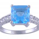 BLUE CUBIC ZIRCONIA CZ 925 SILVER RING SIZE 5 6 or 10