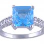 BLUE CUBIC ZIRCONIA CZ 925 SILVER RING SIZE 5 6 or 10