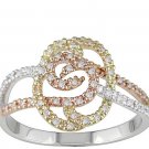 DIAMOND TRI-COLOR GOLD RIGHT HAND RING SIZE 5 6 or 7