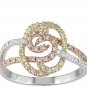DIAMOND TRI-COLOR GOLD RIGHT HAND RING SIZE 5 6 or 7