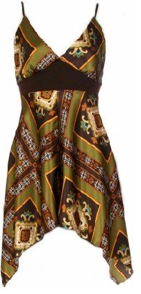 Olive Multi Color Satin Cross Back Top Large