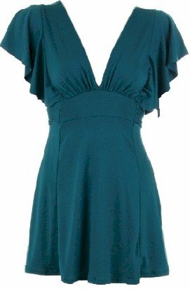 Teal Deep V-Neck Tie Back Top Small