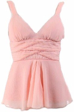 Pink Chiffon Empire Waist Twisted Straps Top Large