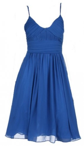 Blue Chiffon Fully Lined Sleeveless Dress Large