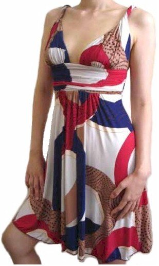 Multi Color Empire Waist Sleeveless Dress Large