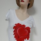 Hand painted V neck  women's T
