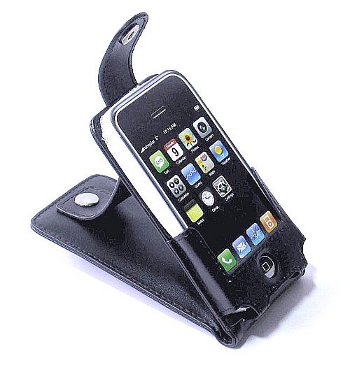 iPhone ipod Touch Leather Case Skin with Belt Clip (Black)