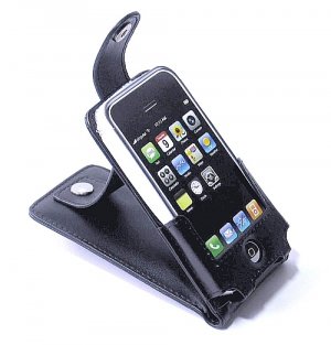 iPhone ipod Touch Leather Case Skin with Belt Clip (Black)