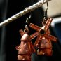 Handmade Earrings - tiny vintage copper Windmill Charms