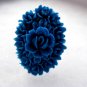 Handmade Ring - Deep Azure Blue Vintage Floral Cab