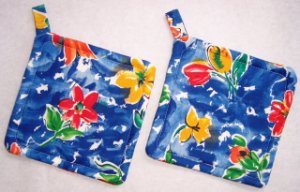 "Abstract Blue" Potholder Set