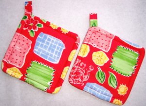 "Abstract Red" Potholder Set