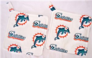 "Miami Dolphins - White" Potholder Set