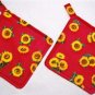 "Sunflowers - Red" Potholder Set