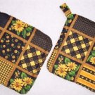 "Sunflowers - Black" Potholder Set