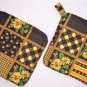 "Sunflowers - Black" Potholder Set