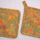 "Sage / Orange" Potholder Set