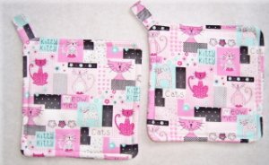 "Retro Kitty" Potholder Set
