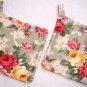 "Flowers / Sage" Potholder Set