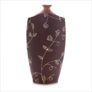 "Rose Vine" Brown Vase