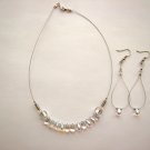 GLASS DROP SILVER NECKLACE AND SWAROVSKI EARRING SET
