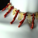 NATURAL CITRINE & RED SPONGE CORAL CHOKER & EARRINGS