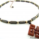 NATURAL MOCHA JASPER CHOKER AGATE PENDENT & EARRINGS SET