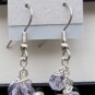 Puffed Heart Drop Handmade Earrings with Purple Lilac Beads